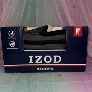 IZOD Men's Black and Gray Slippers